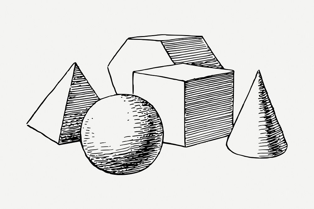 Geometric shapes drawing, vintage illustration psd. Free public domain CC0 image.