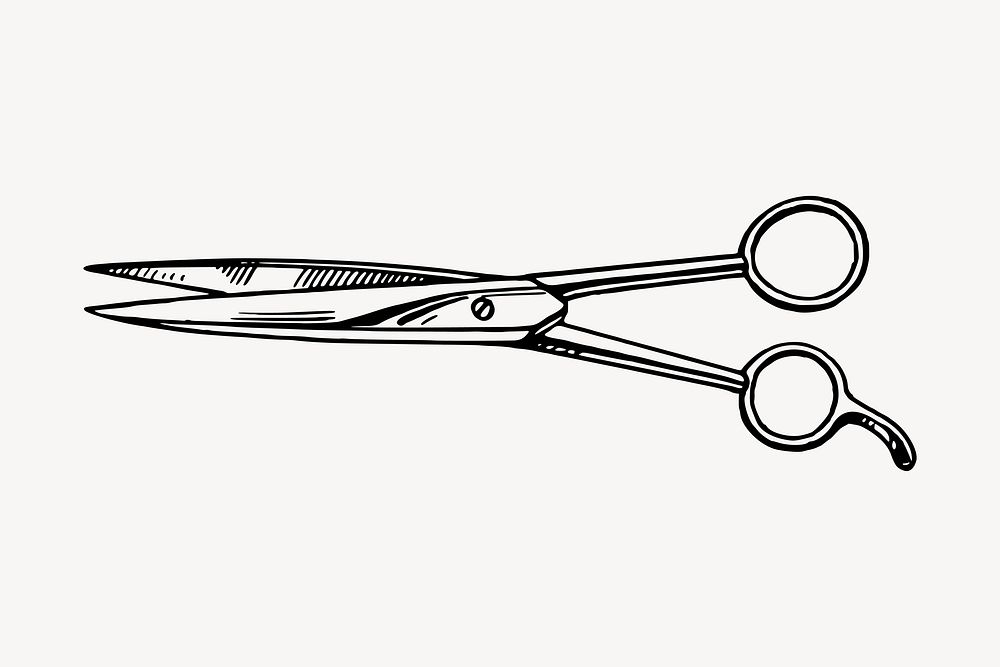 Scissors drawing, vintage object illustration vector. Free public domain CC0 image.