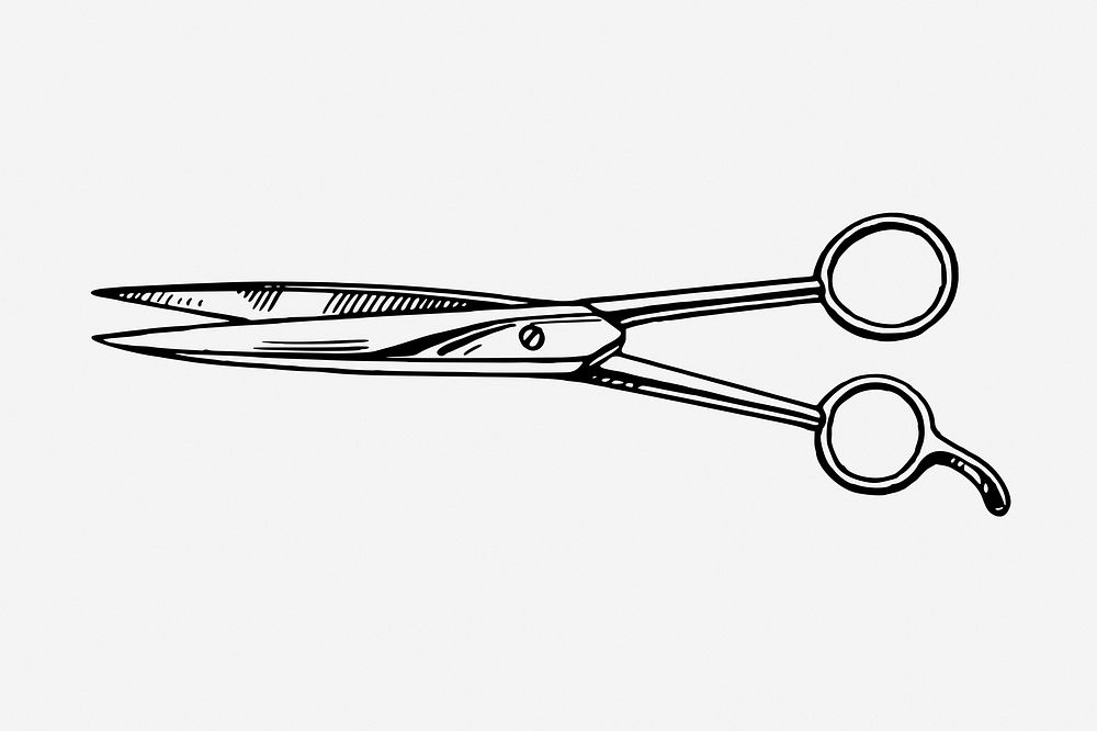 Scissors drawing, vintage object illustration. Free public domain CC0 image.