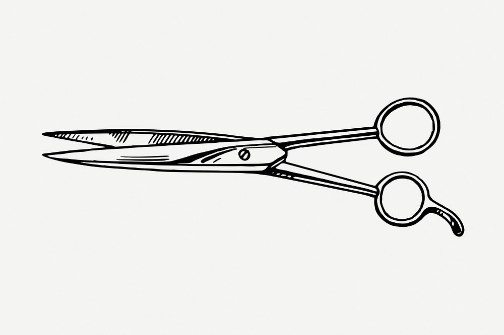 Scissors drawing, vintage object illustration psd. Free public domain CC0 image.
