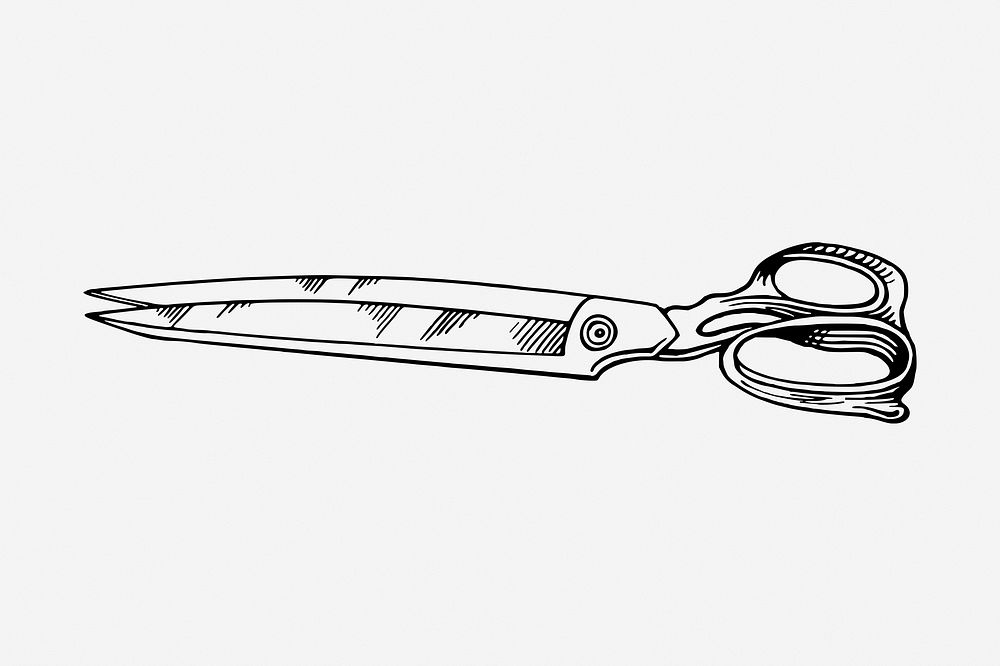 Scissors drawing, vintage object illustration. Free public domain CC0 image.