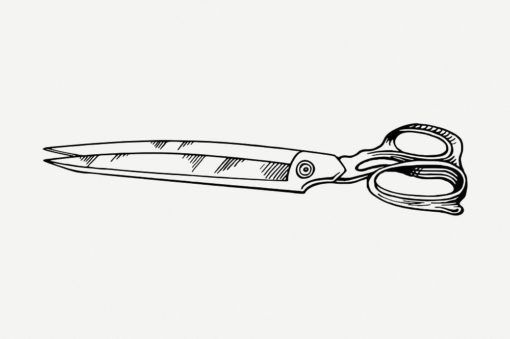 Scissors drawing, vintage object illustration psd. Free public domain CC0 image.