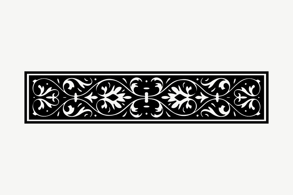 Floral ornament divider drawing, vintage border illustration. Free public domain CC0 image.