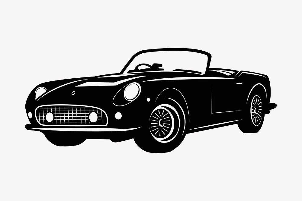Sports car drawing, vintage vehicle illustration vector. Free public domain CC0 image.