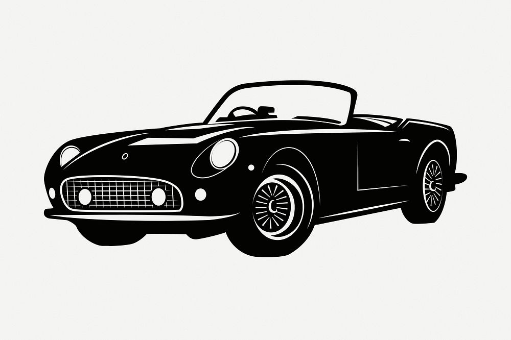 Sports car drawing, vintage vehicle illustration psd. Free public domain CC0 image.