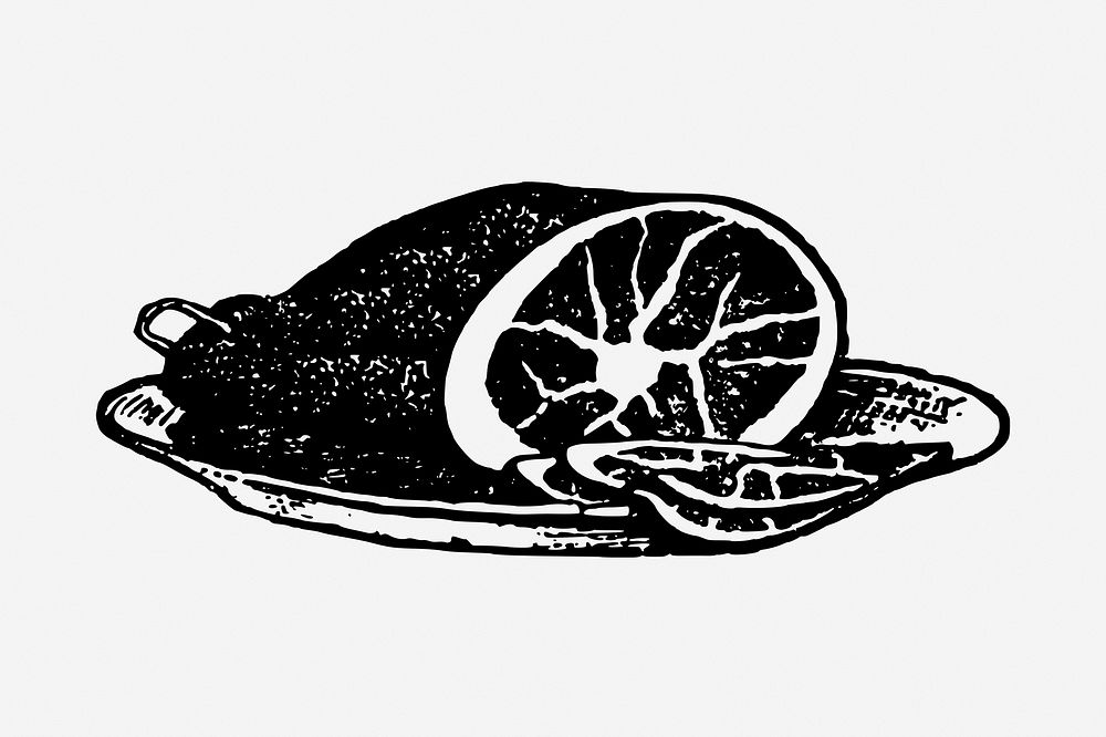Ham drawing, vintage food illustration. Free public domain CC0 image.