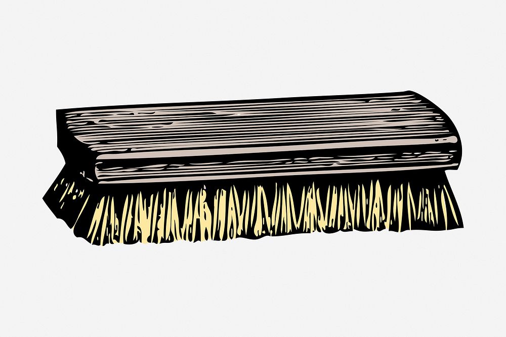 Scrub brush clipart, cleaning equipment vintage illustration. Free public domain CC0 image.