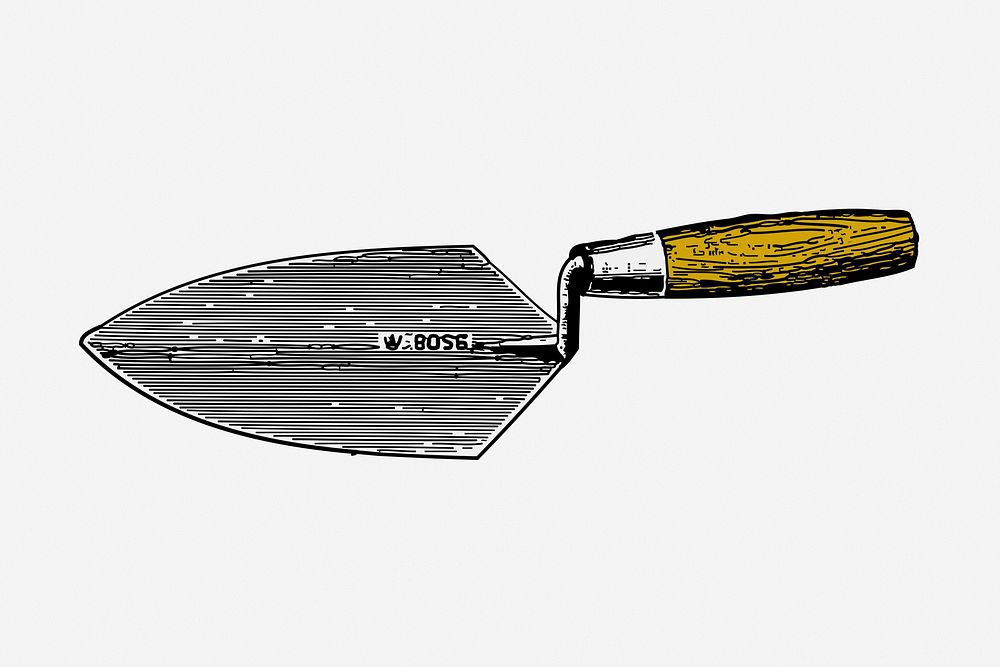 Masonry trowel clipart, tool vintage illustration vector. Free public domain CC0 image.