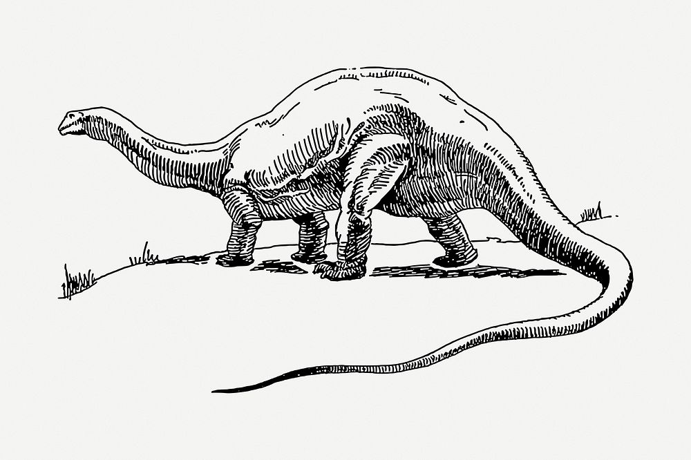 Dinosaur drawing, extinct animal vintage illustration psd. Free public domain CC0 image.