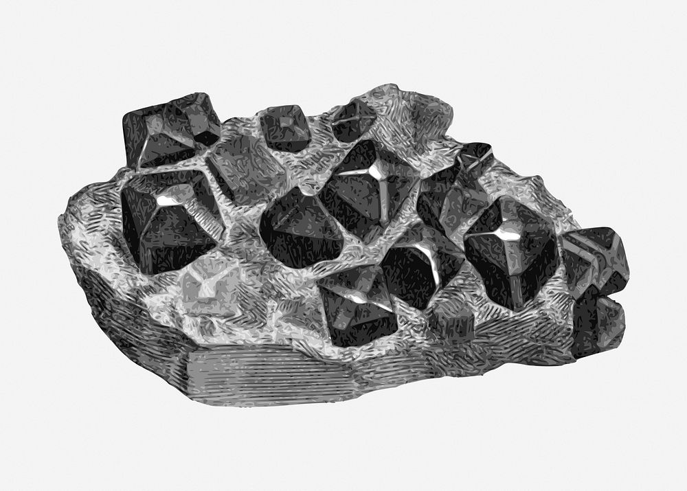 Ore mineral clipart, vintage illustration vector. Free public domain CC0 image.