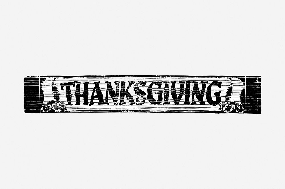 Thanksgiving typography clipart, greeting message vector. Free public domain CC0 image.
