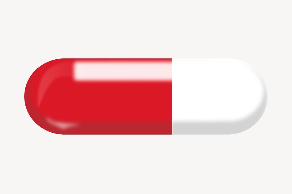 Red white capsule sticker, medical illustration vector. Free public domain CC0 image.