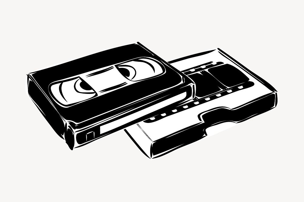 Videotape sticker, entertainment illustration vector. Free public domain CC0 image.