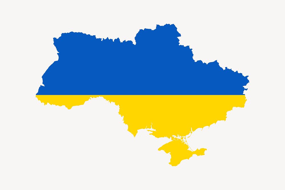 Ukraine flag map, geographical illustration. Free public domain CC0 image.