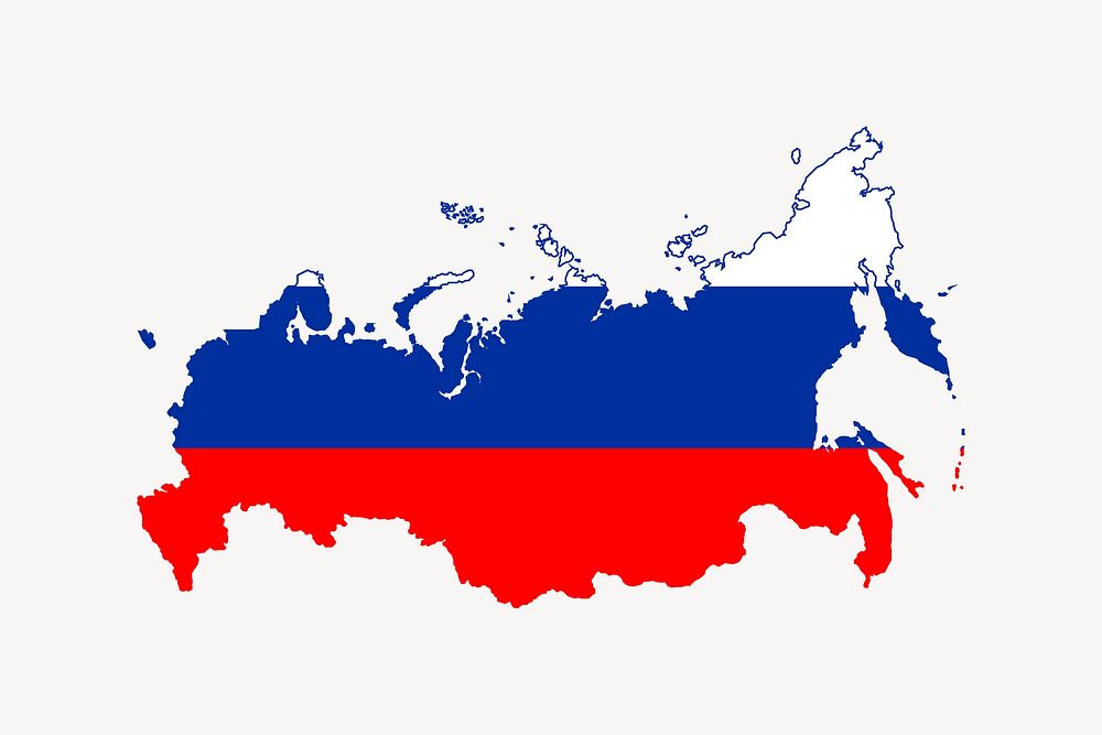 Russian flag map clipart, geography illustration psd. Free public domain CC0 image.