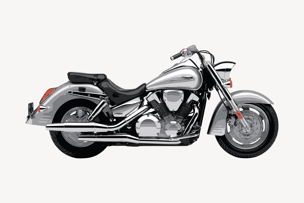 Silver motorcycle clipart, vehicle illustration psd. Free public domain CC0 image.