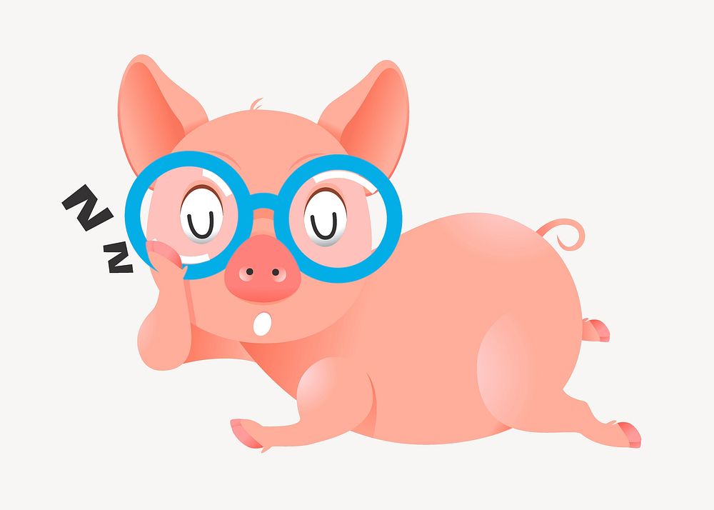 Sleeping pig sticker, cartoon animal illustration vector. Free public domain CC0 image.