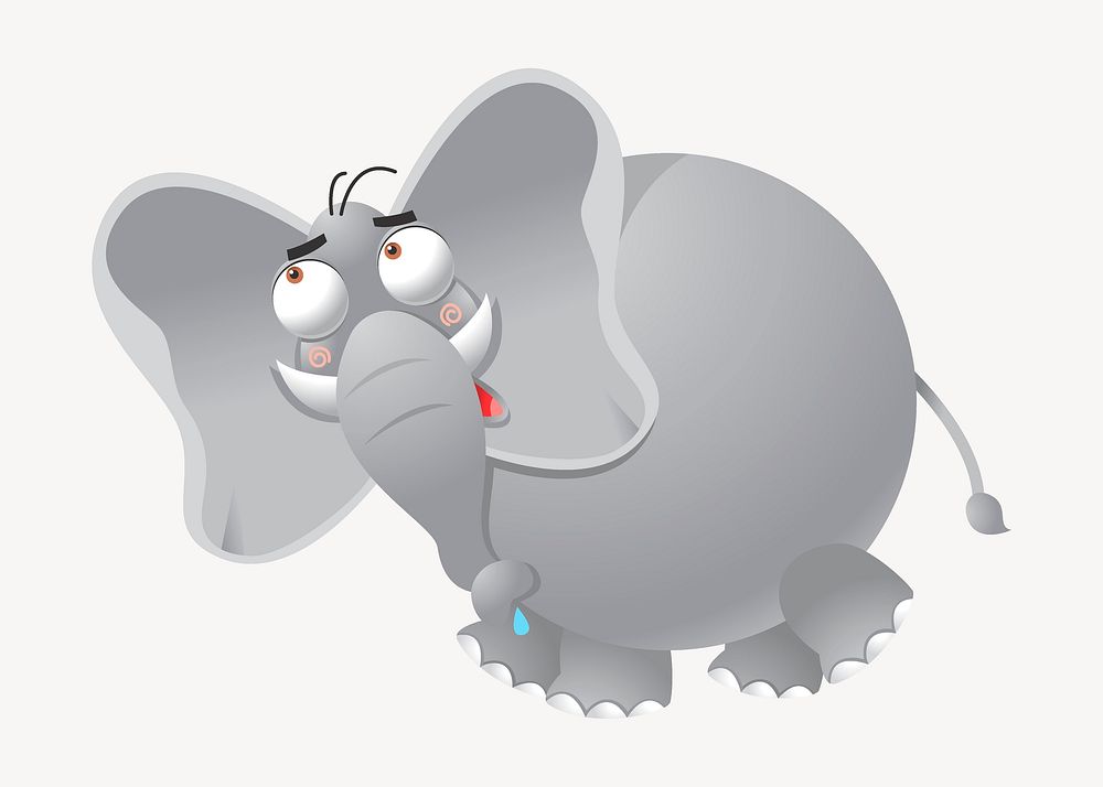 Cartoon elephant clipart, cute animal illustration. Free public domain CC0 image.