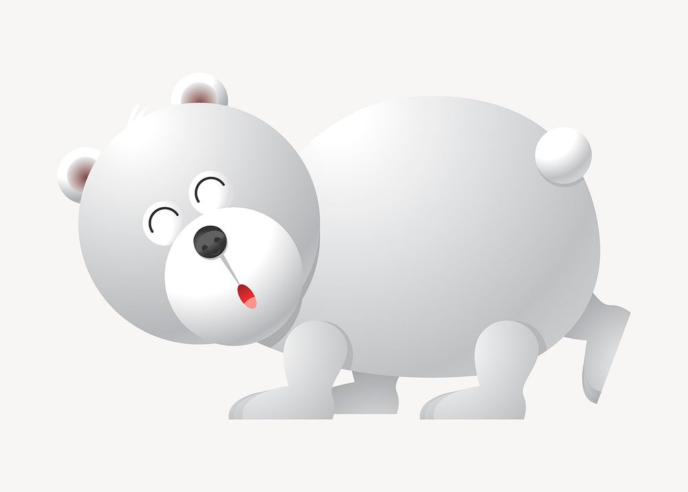 Happy polar bear clipart, cute animal illustration. Free public domain CC0 image.