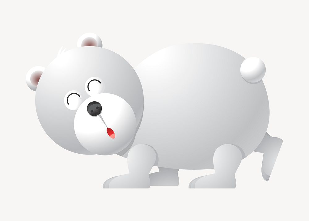 Happy polar bear clipart, cute animal illustration. 