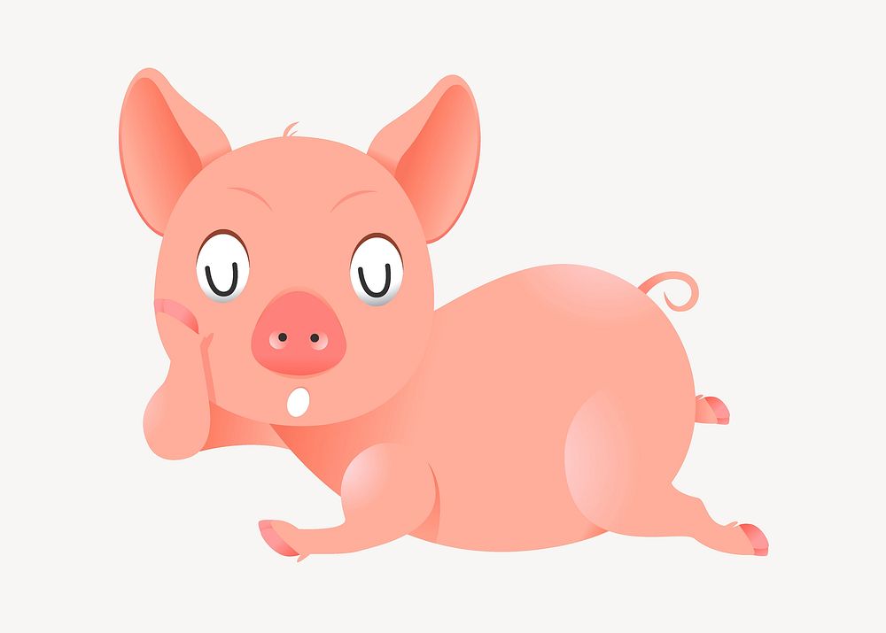 Cartoon pink pig clipart, cute animal illustration. Free public domain CC0 image.