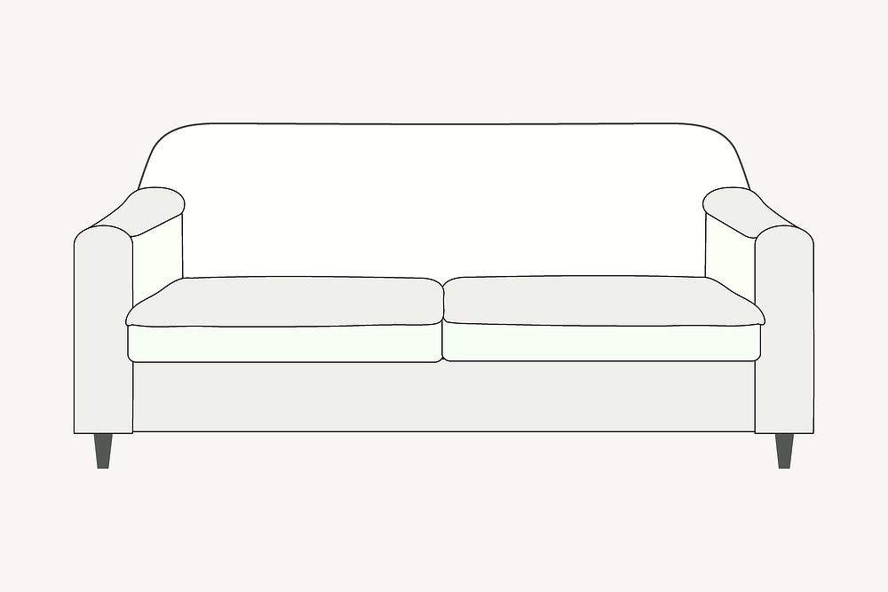 White loveseat sofa, furniture illustration. Free public domain CC0 image.