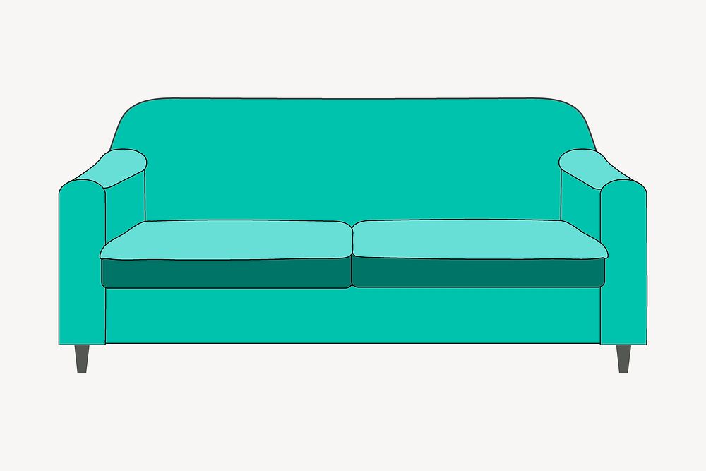 Mint green sofa sticker, furniture illustration vector. Free public domain CC0 image.
