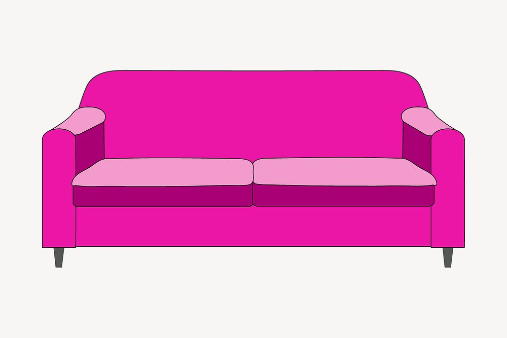 Pink couch sticker, furniture illustration vector. Free public domain CC0 image.
