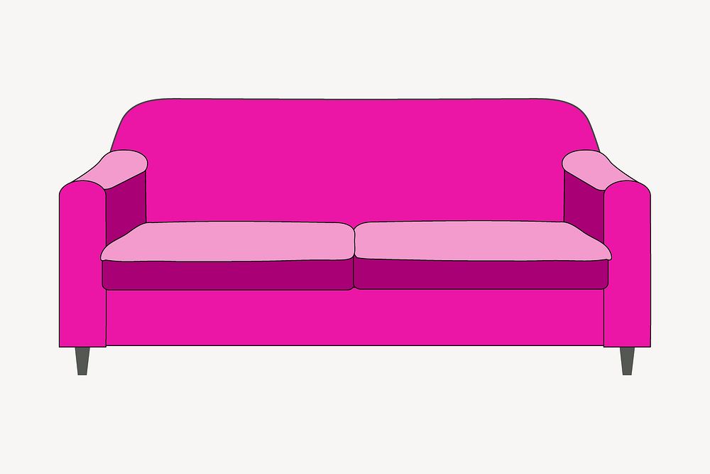 Pink loveseat sofa, furniture illustration. Free public domain CC0 image.