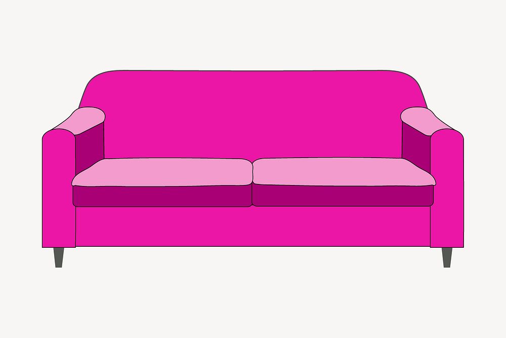 Pink sofa clipart, furniture illustration psd. Free public domain CC0 image.