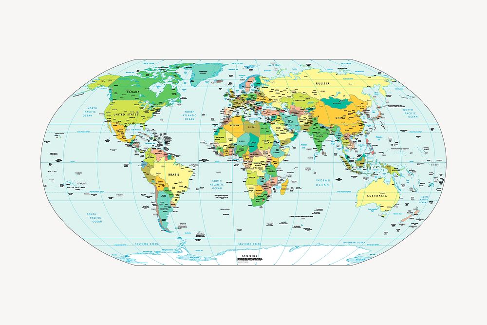 World map, geographical illustration. Free public domain CC0 image.