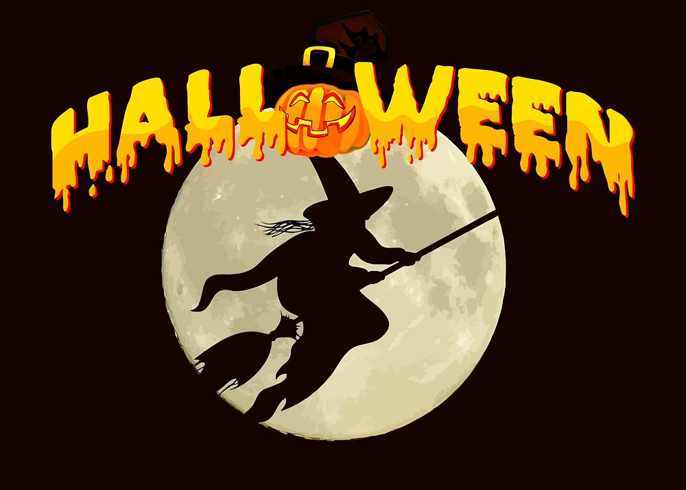 Halloween typography clipart, festive illustration psd. Free public domain CC0 image.