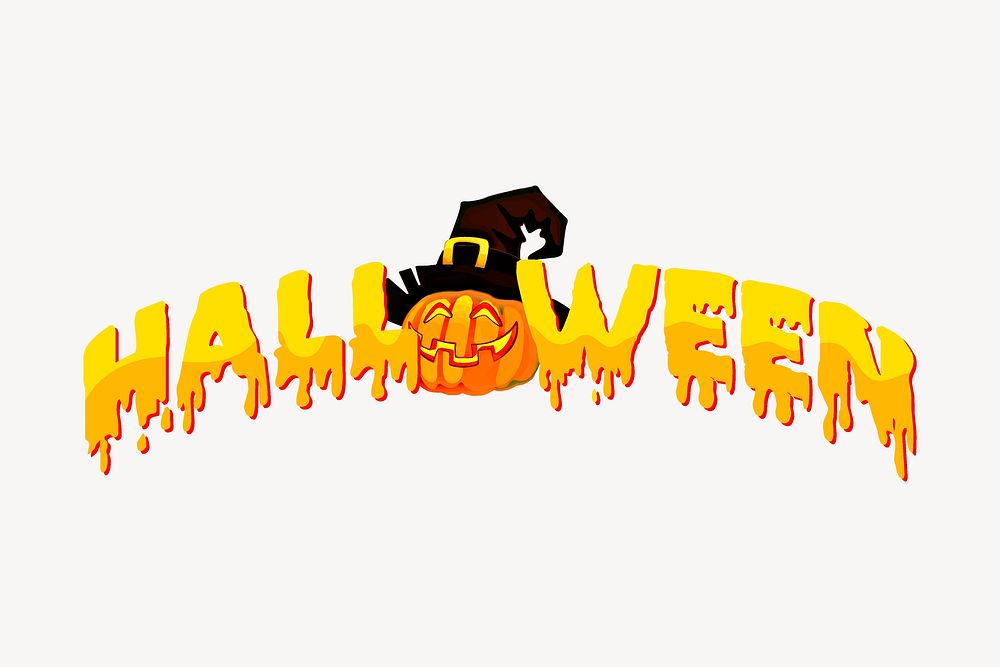 Halloween typography sticker, festive illustration vector. Free public domain CC0 image.