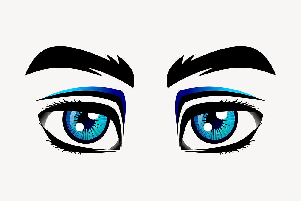 Blue eyes clipart, cartoon character illustration psd. Free public domain CC0 image.