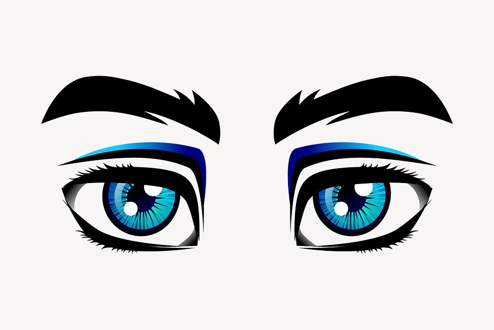 Blue eyes, cartoon character illustration. Free public domain CC0 image.