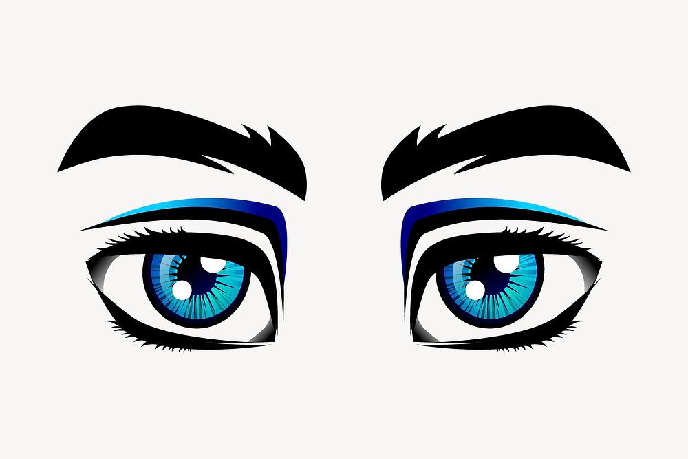 Blue eyes sticker, cartoon character illustration vector. Free public domain CC0 image.