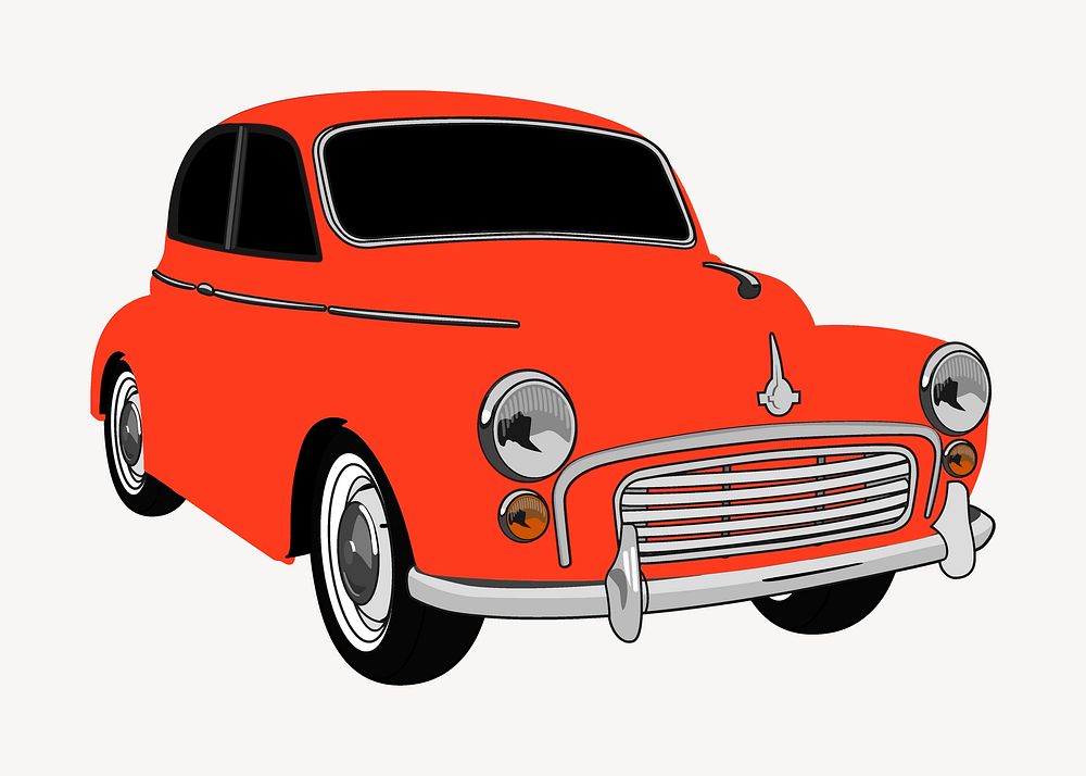 Red classic car, transportation, vehicle illustration. Free public domain CC0 image.