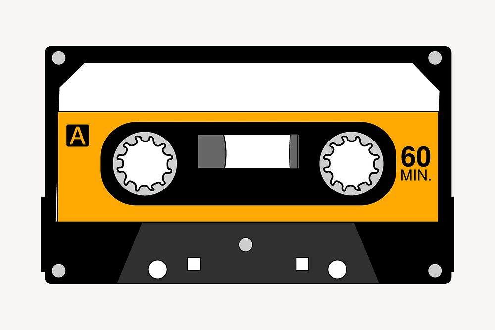 Cassette tape, entertainment illustration. Free public domain CC0 image.