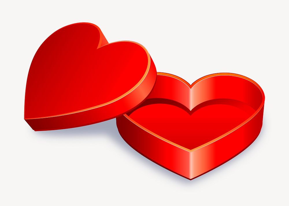 Heart chocolate box sticker, Valentine's day illustration vector. Free public domain CC0 image.