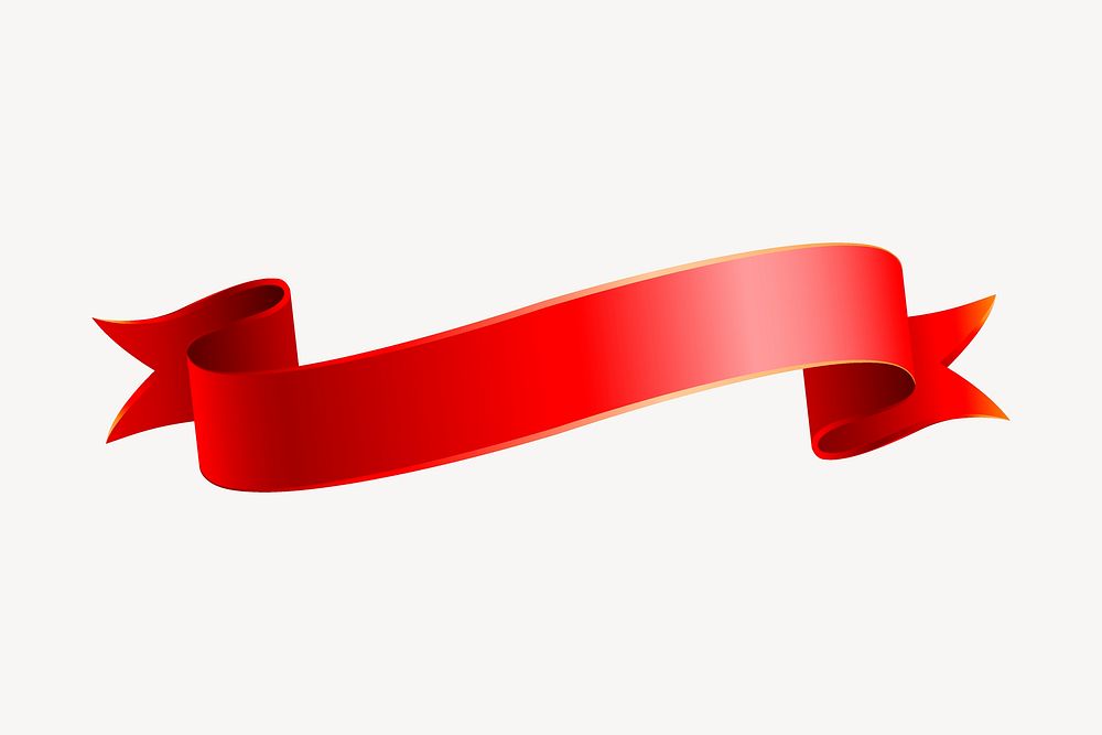 Ribbon banner clipart, red illustration. Free public domain CC0 image.