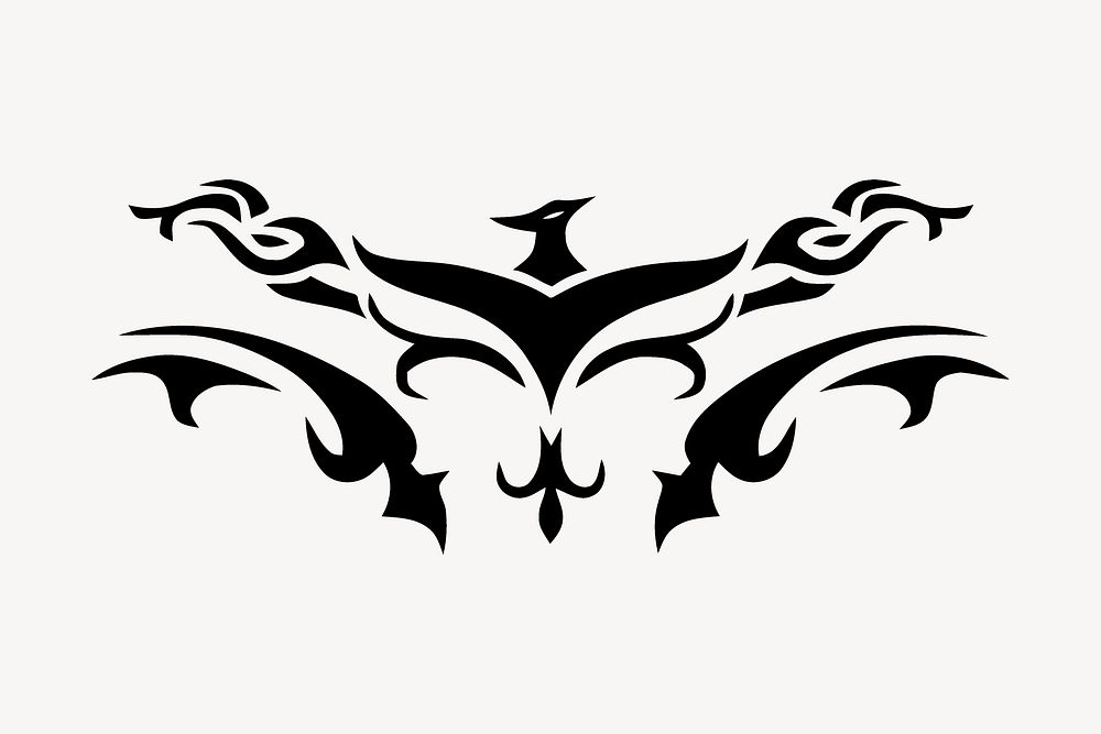 Tribal phoenix  tattoo clipart, abstract illustration psd. Free public domain CC0 image.
