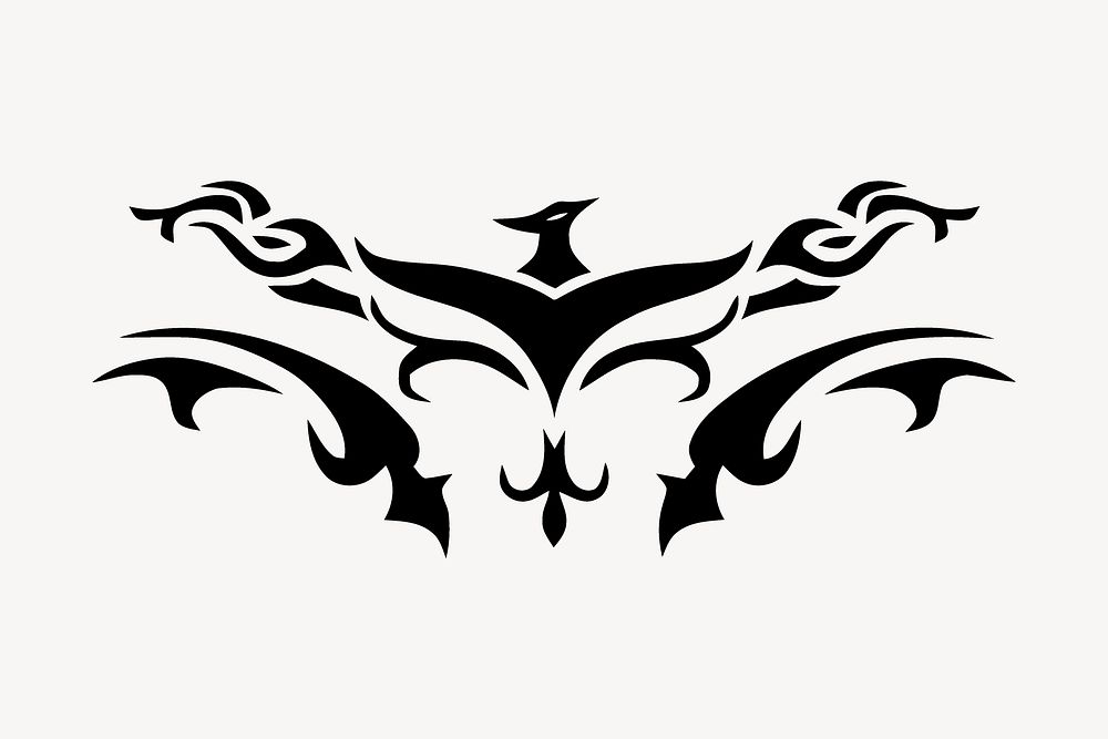 Tribal phoenix  tattoo sticker, abstract illustration vector. Free public domain CC0 image.