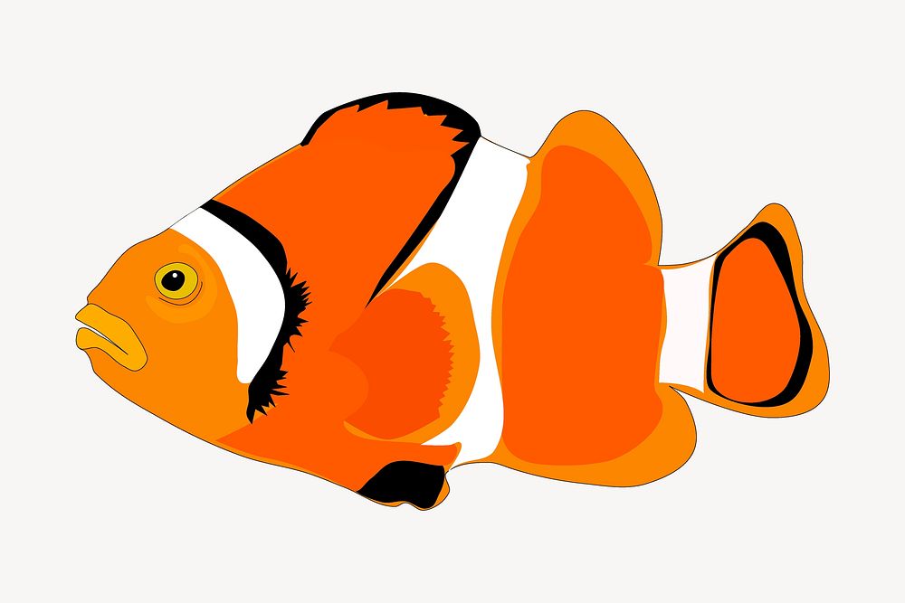 Clownfish sticker, cartoon animal illustration vector. Free public domain CC0 image.