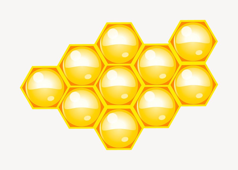 Honeycomb sticker, food illustration vector. Free public domain CC0 image.