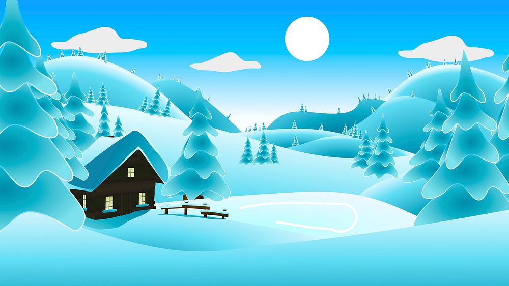 Winter forest landscape background, nature illustration vector. Free public domain CC0 image.