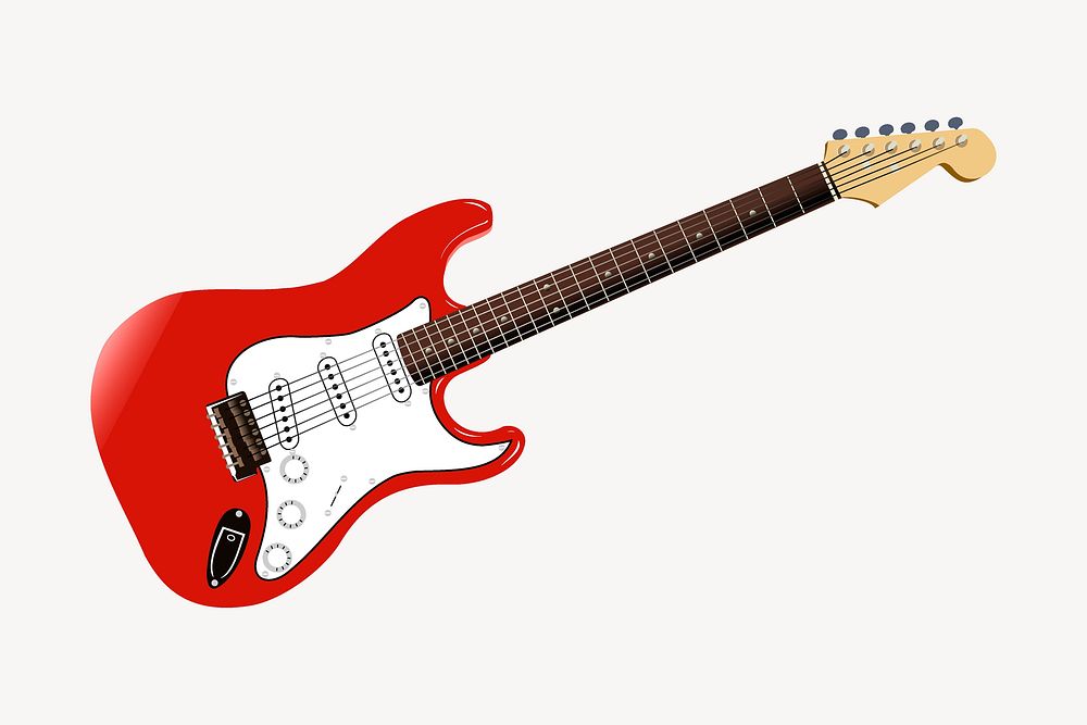 Electric guitar, musical instrument illustration. Free public domain CC0 image.