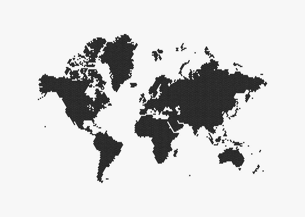 World map clipart, geography illustration psd. Free public domain CC0 image.