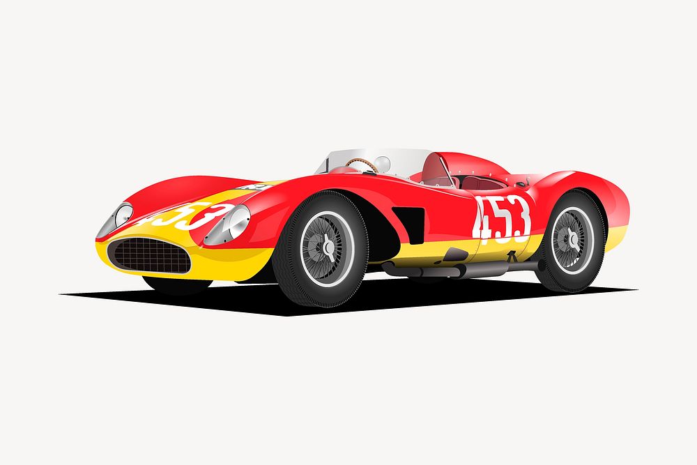 Racing car sticker, vehicle illustration vector. Free public domain CC0 image.