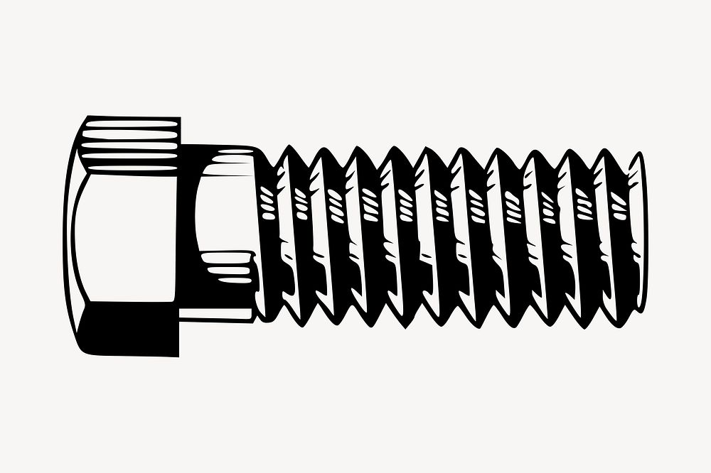 Bolt screw clipart, object illustration vector. Free public domain CC0 image.