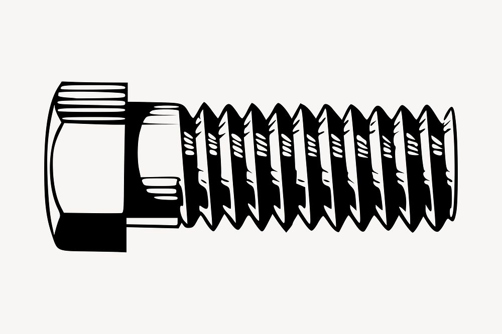 Bolt screw collage element, object illustration psd. Free public domain CC0 image.